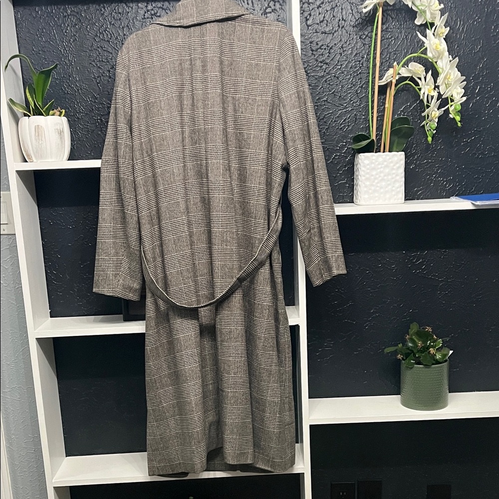 Banana Republic Classic Plaid Trench Coat - Brown/Gray XL NWT - Picture 5 of 9
